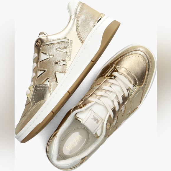 Michael Kors rebel metallic pale gold leather lace up sneakers. Size 7.5 - Picture 2 of 13